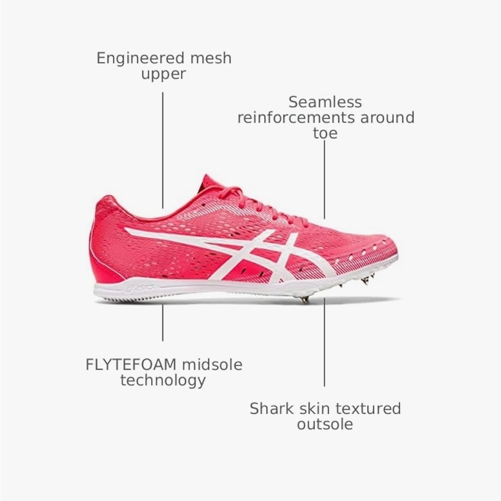 New in Box ASICS Track Shoes Women’s size 14 Pink Gun Lap 2 Shoes with Spikes - Picture 4 of 8